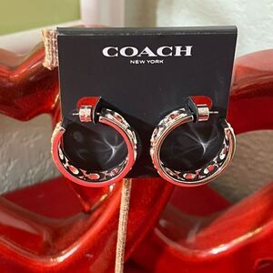 NWT Coach Women's Silver Signature Hoop 1.25” Earrings #TSER
